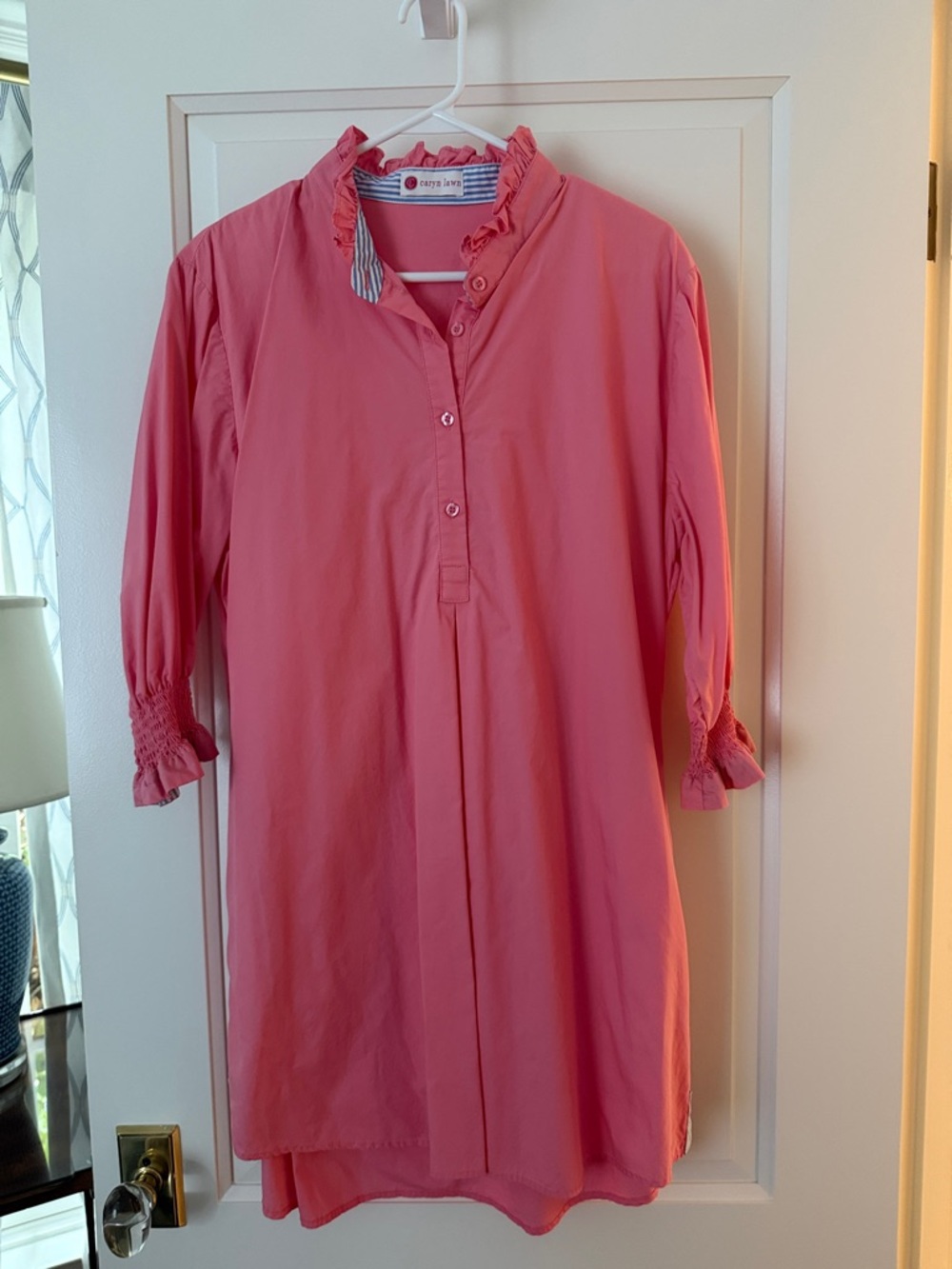 caryn lawn Pink Ruffled Neck Tunic
